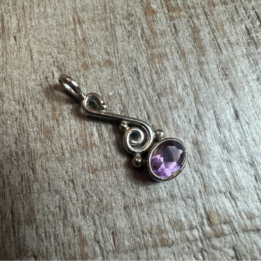 Artisan sterling silver amethyst pendant